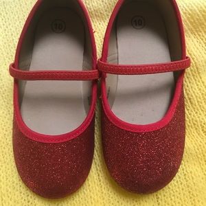 Red glitter ballet flats